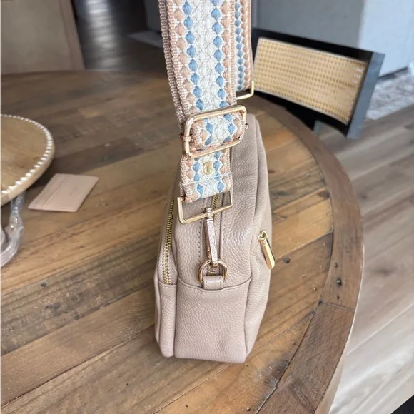 Pom Pom London Original Crossbody Bag Purse Stone Beige NEW - Picture 14 of 16